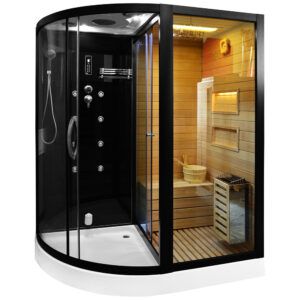 MO-1751B PRAWA TRIO, sauna sucha, parowa i kabina prysznicowa 180X110X223cm