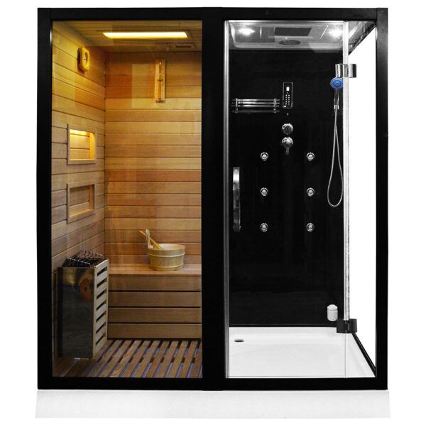 MO-1752B LEWA TRIO, sauna sucha, parowa i kabina prysznicowa 180X110X223cm