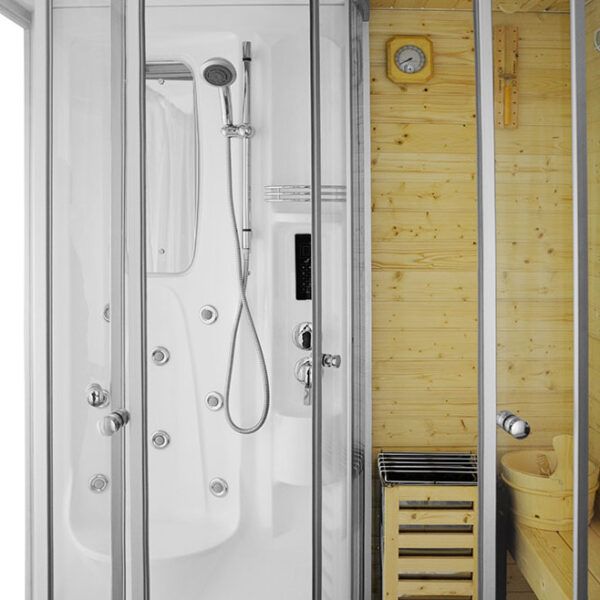 MO-1706 TRIO, sauna sucha, parowa i kabina prysznicowa 165X105X215cm