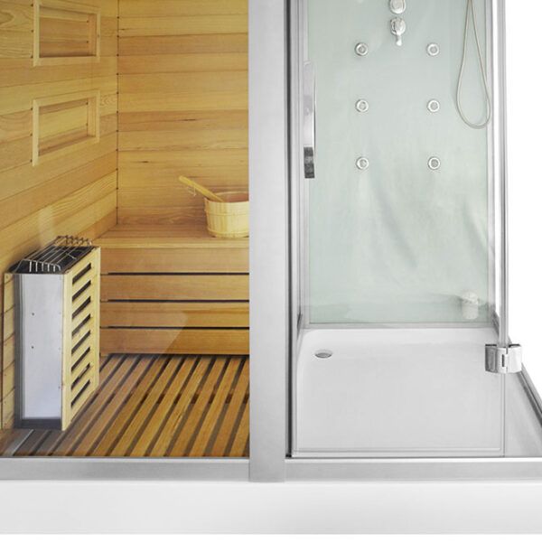 MO-1752W LEWA TRIO, sauna sucha, parowa i kabina prysznicowa 180X110X223cm