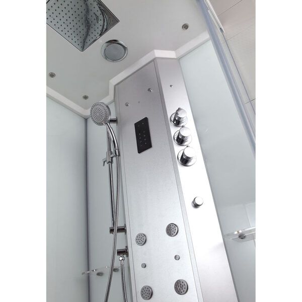 MUE-H1000-13R PRAWA BIAŁA Kabina prysznicowa z hydromasażem i sauną parową 100X100X217CM